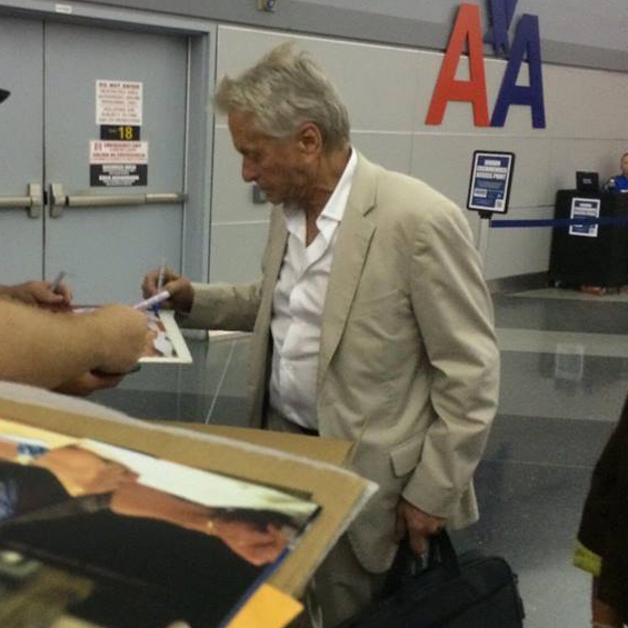 Michael Douglas Photo with Authentic Autograph Dealer Wolf Autographs NYC Michael Douglas Photo with Authentic Autograph Dealer Wolf Autographs NYC
