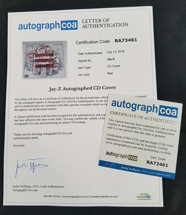 AutographCOA (ACOA) Authentication's Letter of Authenticity (LOA) is included. AutographCOA (ACOA)
Authentication's Letter of Authenticity (LOA) is included.