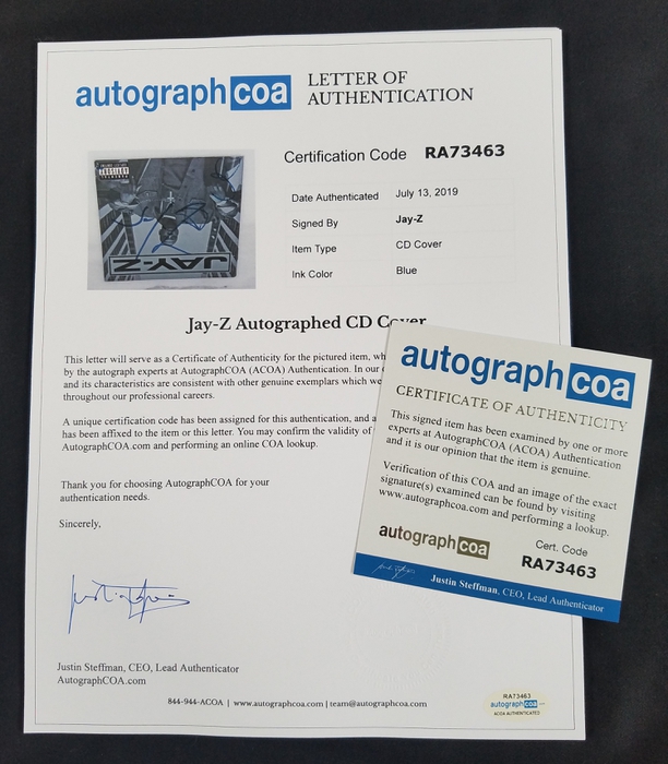 AutographCOA (ACOA) Authentication's Letter of Authenticity (LOA) is included. AutographCOA (ACOA)
Authentication's Letter of Authenticity (LOA) is included.