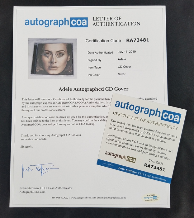 AutographCOA (ACOA) Authentication's Letter of Authenticity (LOA) is included. AutographCOA (ACOA)
Authentication's Letter of Authenticity (LOA) is included.