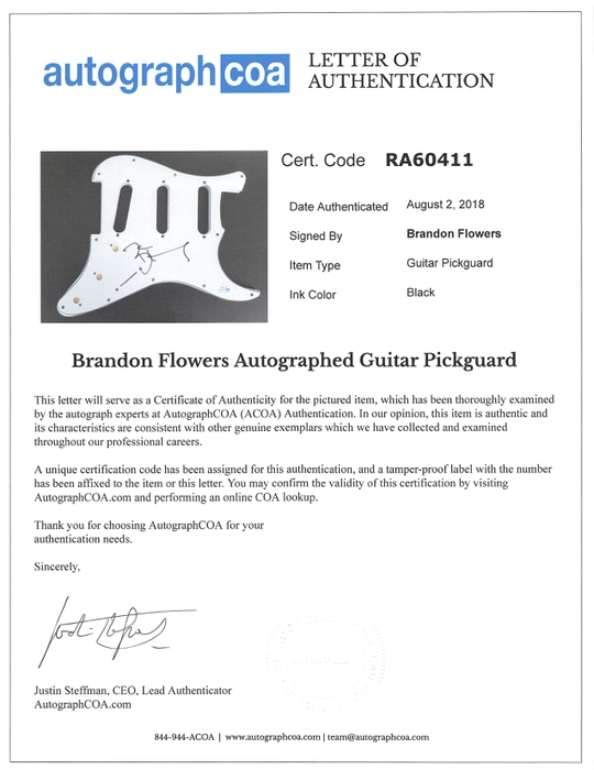 AutographCOA (ACOA) Authentication's Letter of Authenticity (LOA) is included. AutographCOA (ACOA)
Authentication's Letter of Authenticity (LOA) is included.