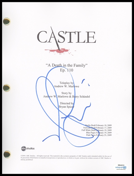 Item # 155446 - Nathan Fillion "Castle" AUTOGRAPH Signed 'A Death in the Family' Script
